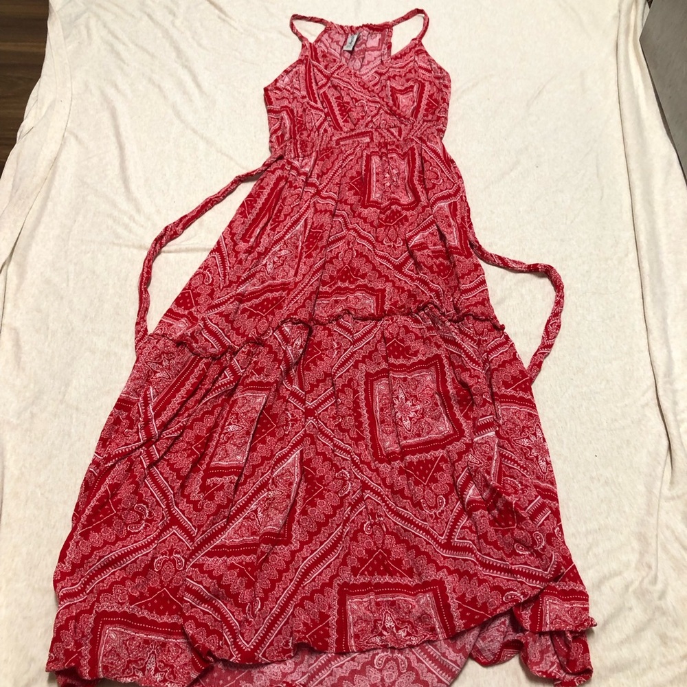 American Rag Cie Crossover Bandana Dress Tiered Skirt Western Cowgirl Picnic